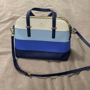 kate spade Navy, Royal Blue, Light Blue & Cream Colorblock Dome Satchel